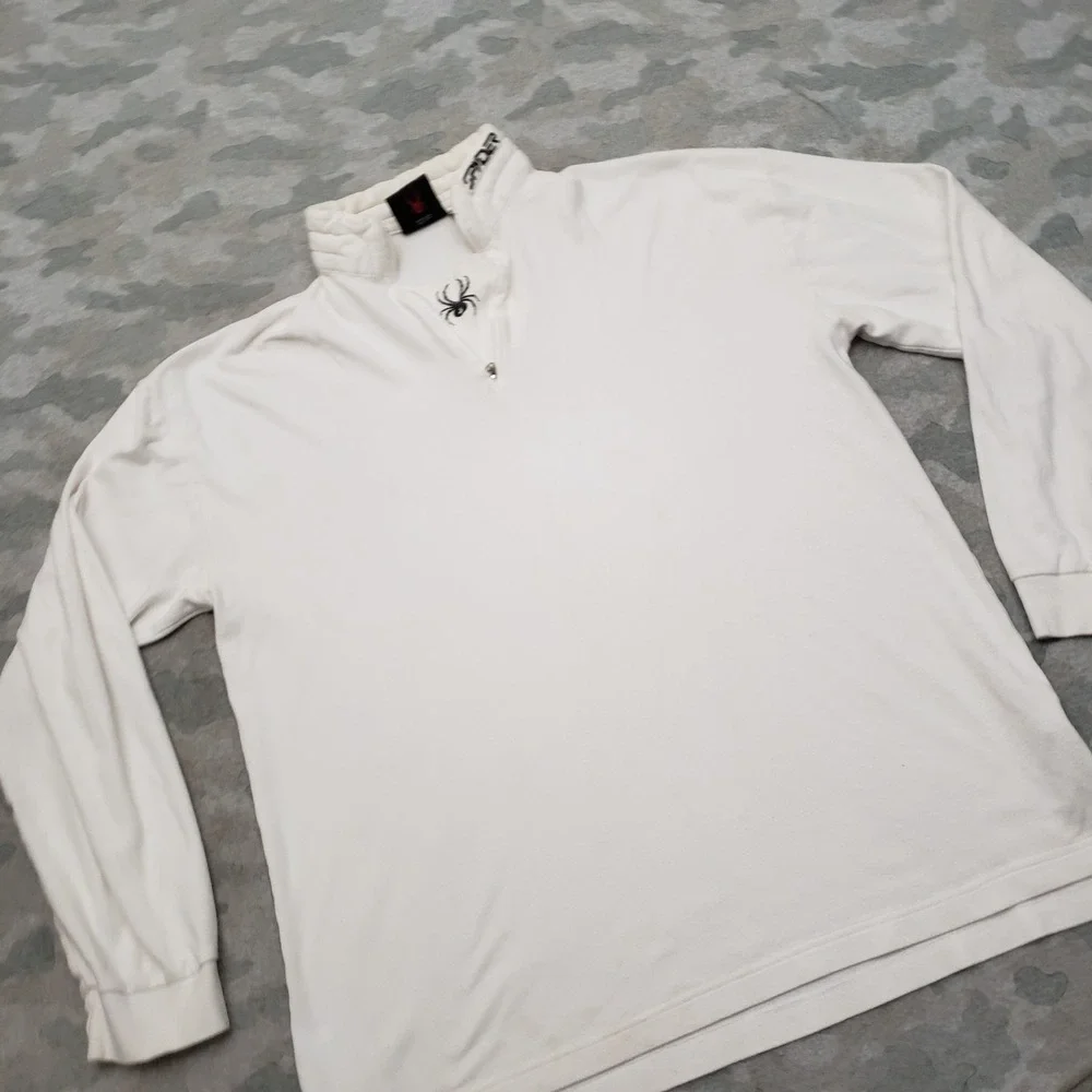 Vintage Spyder Shirt Mens XL White Y2k Quarter Zip Long Sleeve